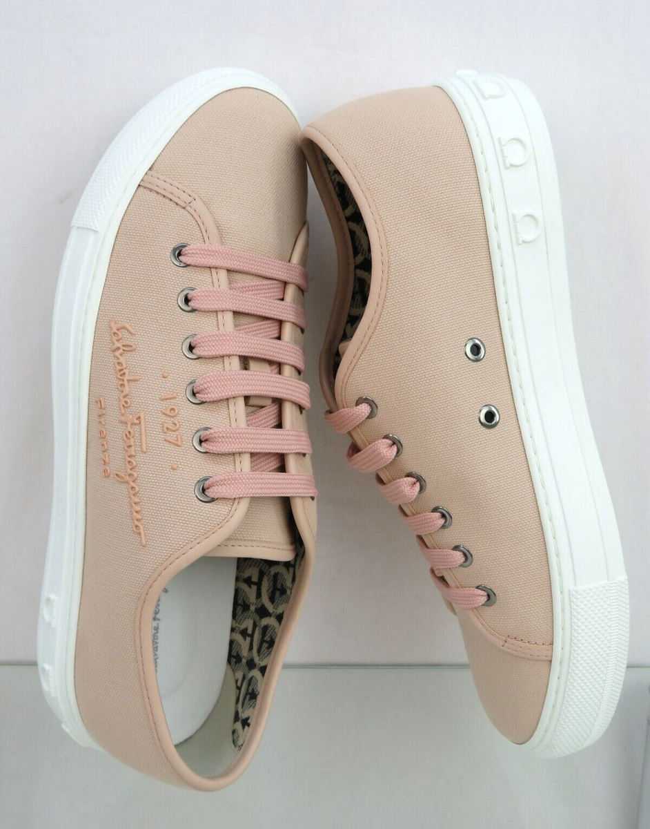 FERRAGAMO★素敵!WOMEN PINK LEMONADE CANVAS LOGO SNEAKERS FERRAGAMO MEDITERR WOMEN PINK LEMONADE CANVAS LEATHER TRIM