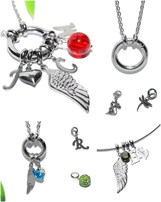 EDELSTAHL Charms Anhänger Halskette Träger WECHSELSCHMUCK silber Bettelarmband