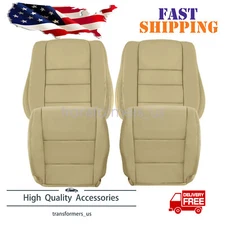 Driver & Passenger Bottom Top Leather Seat Cover Tan For 2008-2012 Honda Accord