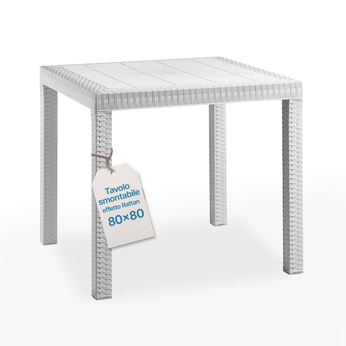 Tavolo da Giardino in Plastica effetto Rattan Dallas Bica Quadrato per Esterno - Foto 15 di 29