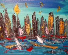 Original Oil PAINTING AMERICANA  Abstract Modern CANVAS   Y6566urU54