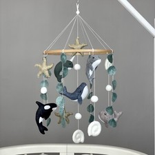 Whale baby mobile Ocean crib mobile Nautical nursery decor Sea animal mobile