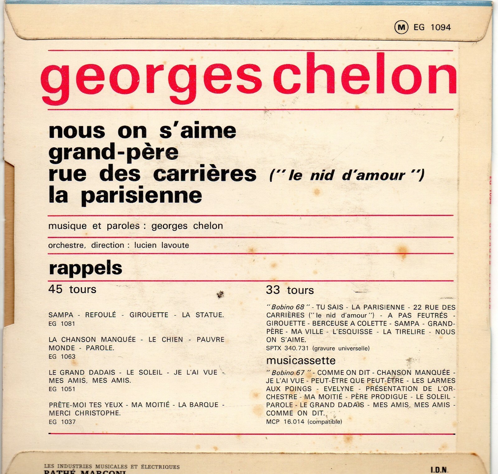 Georges Chelon Nous On S Aime 45 tours Georges CHELON Nous on s&#039;aime + 3 | eBay