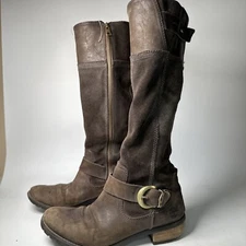 Timberland Womens 7.5 Earthkeepers Bethel Boots Brown Nubuck Leather Tall 23699