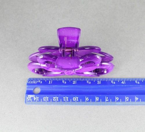 Purple hair clip marbled bow plastic 3.5" long barrette accessory claw clamp - Picture 6 of 8