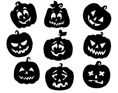 Die Cut Outs Silhouette Halloween Pumpkin Face Shapes 9 Toppers Jack O Lantern Ebay