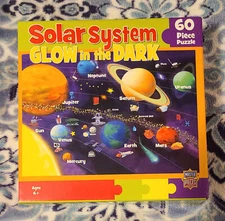 MasterPieces Explorer Kids "Solar System Glow In The Dark" 60 Piece Puzzle New