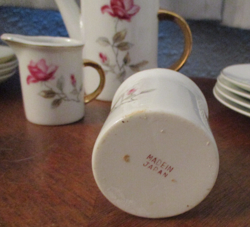 VTG Japan Rose Gold Rim China Demitasse Coffee Tea Pot Creamer Sugar Set 19 pc - Picture 10 of 12
