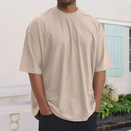 Shirts for Men Regular-Fit Short Sleeve O Neck Breathable Print Basic Tops - Picture 58 of 81