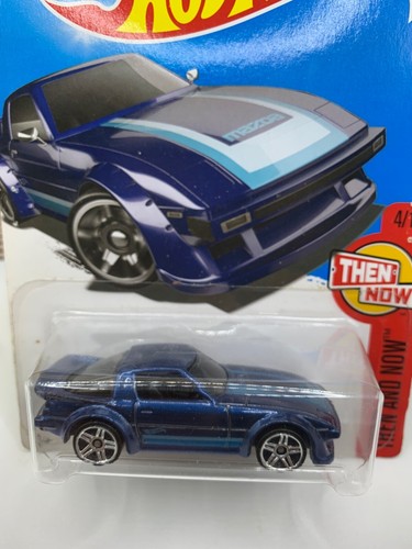 HotWheels 2016 #337 Mazda RX-7 Then & Now Blue - Free Protector - Picture 5 of 5