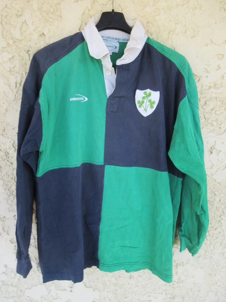 Maillot rugby IRLANDE IRELAND vintage shirt LANSDOWNE damier coton jersey M - Photo 1/4