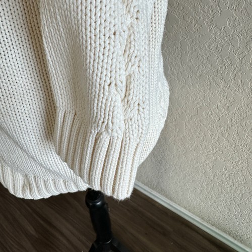 Talbots Pullover Pulli mit Zopfmuster U-Boot-Ausschnitt cremefarben Größe M - Bild 5 von 7
