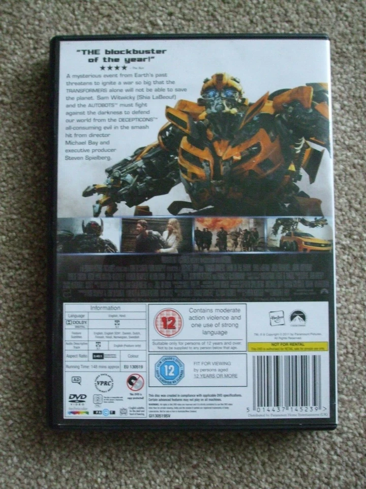 Transformers - Dark Of The Moon (DVD, 2011).Rating 12. - Image 2 of 3