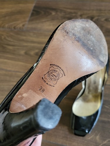 Kurt Geiger Black Patent Peep Toe Heels Size 5 - Picture 7 of 8