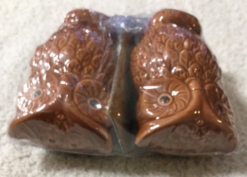 Ceramic Owl Bird Forest Animal Nature Cabin Gift Salt Pepper Shaker Set NIB #B25 - Picture 4 of 4