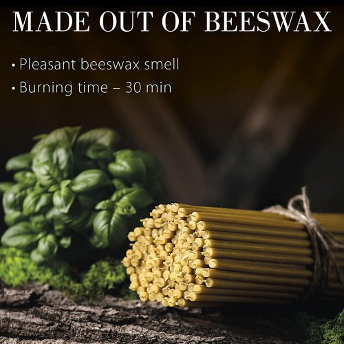 100% Pure Beeswax Thin-Taper Candles Yellow - Orthodox Church Candle 50 Pcs - Picture 2 of 6