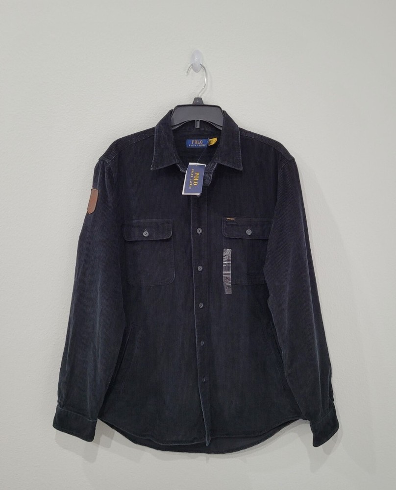 Polo Ralph Lauren Black Faded Skier Corduroy Overshirt Men's Large NWT $198