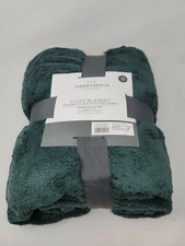Threshold Super Soft Fuzzy Blanket Twin SEA SPRITE GREEN 66 x 90 inches