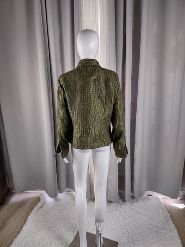 Ruby Rd. Womens Alligator Pattern 4 Pocket Green Lightweight Jacket Coat Size 12 - Picture 4 of 13