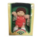 VINTAGE CABBAGE PATCH KIDS BABY BOY DOLL RED ROMPER OUTFIT BROWN HAIR IN BOX