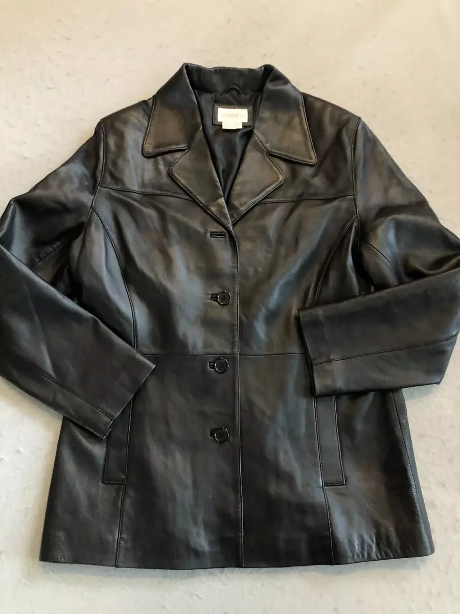 Charles Klein Jacket Women s Large 100 Genuine Leather Button Up