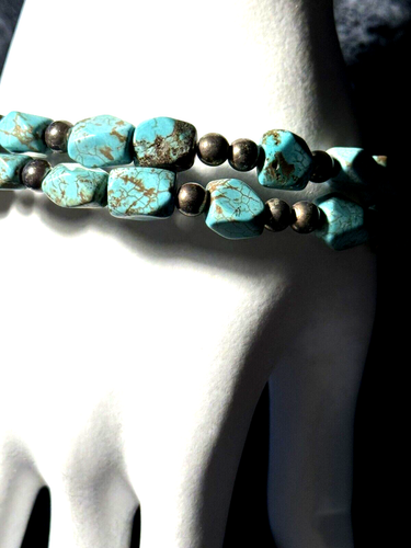 2 -3 Wire Strands Turquoise Pewter 8 Inch Wrap Around Bracelet Adjus “Healy-Mae” - Picture 5 of 12