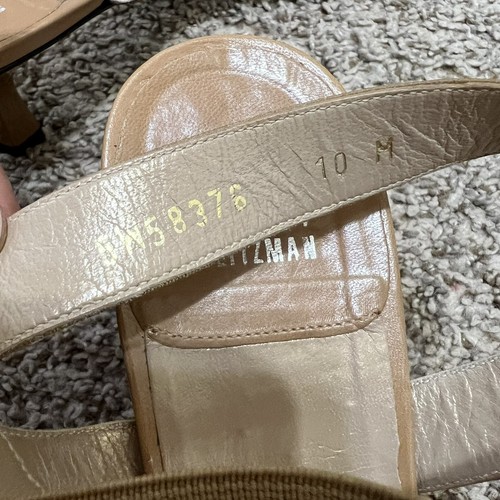 Stuart Weitzman Strap Sandals Kitten Heel Open Toe in Tan Size 10 - Picture 6 of 9