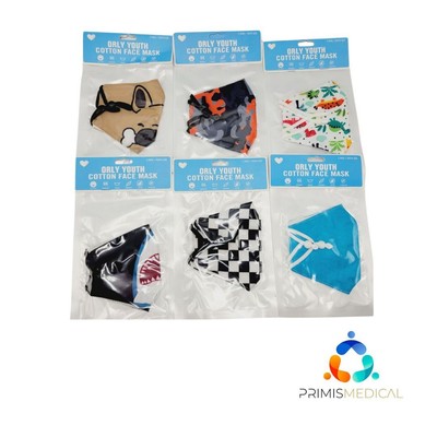 Orly (6 Pack) 100% Cotton Reusable Kids Face Masks Covering Eco-Friendly HB-0044
