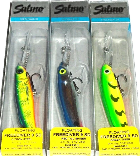 Salmo 9SD Freediver Crankbaits (Lot of 3-FD9-1-3.5")