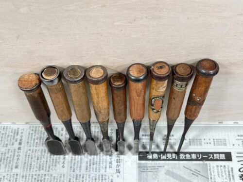 Vintage Japanese Chisel 9set Nomi /Hand Plane Saw Iron Hammer Hand Tool/c62 - Picture 16 of 24
