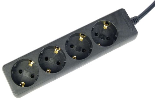 Schuko Mehrfachsteckdose Steckdosenleiste 4-fach schwarz 1,4 m Stromverteiler - Picture 3 of 5
