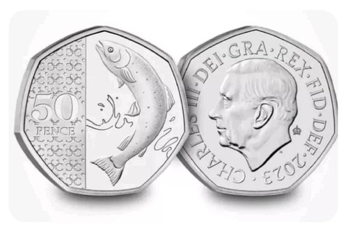 2023 Atlantic Salmon 50p Coin Brilliant Uncirculated BUNC WITH PRIVY MARK SEALED