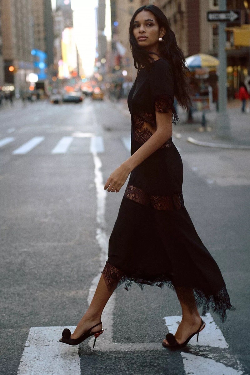 New Anthropologie HUTCH Asymmetrical Lac Mix Slip Dress Black Size Large  $228 | eBay