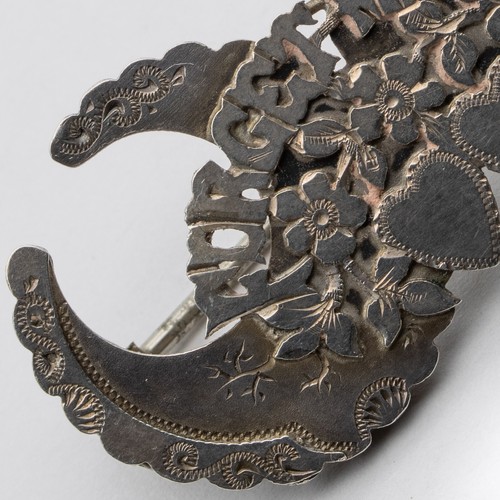 Antiguo broche victoriano Forget Me Not Crescent Moon plateado novia - Imagen 3 de 20