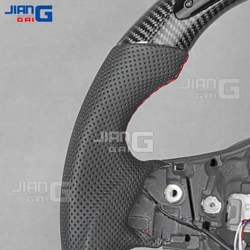 Real Carbon Fiber LED Perforated Leather Steering Wheel Fit VW MK6 GTI 6R 08-14 - Picture 5 of 8