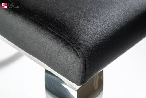Design Stuhl Modern Barock Samt Schwarz Edelstahl Esszimmerstühle Polsterstuhl - Bild 3 von 4
