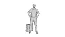 Printle TS Homme 992S--Elderly Man Toolbox Crate Figure for Dioramas Train Sets