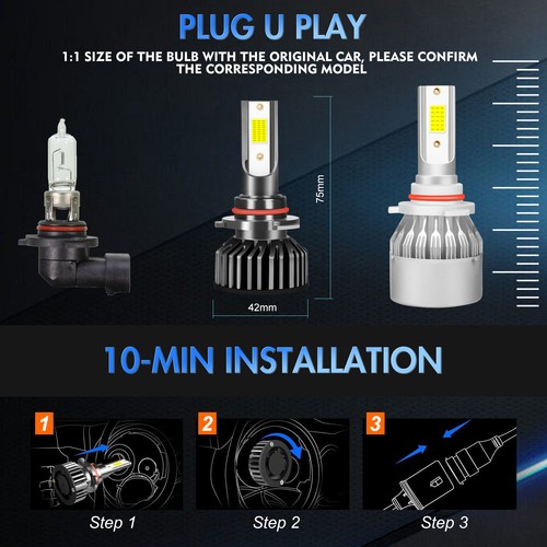 6000K 9005 HB3 CSP LED Headlight Globe Bulb For Jeep Grand Cherokee 1999-2015 - Picture 2 of 10