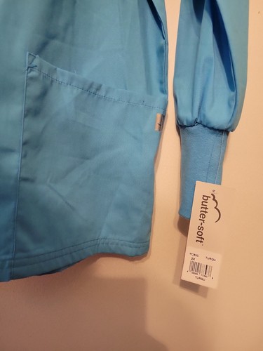 UNIFORM ADVANTAGE TURQUOISEBUTTER SOFT SCRUB WARM UP JACKET LAB COAT SIZE 2X - Picture 2 of 4
