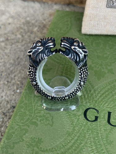 Mens Gucci Garden Tiger Heads Ring 925 Silver Size 10 1/4 Gucci Size 23 GG Lion - Picture 5 of 10