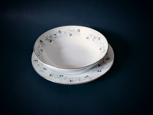 Vintage Moon Mist Fine China Of Japan Soup Bowl With Soup Plate White Floral - Picture 2 of 6