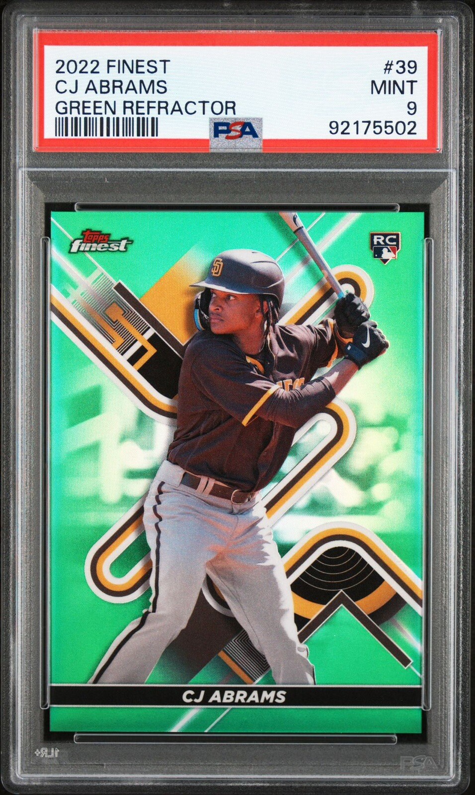 2022 Topps Finest Green Refractor #39 CJ Abrams RC #/99 PSA 9 Mint