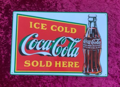 Coca Cola Ice Cold Sold Here 1989 Soda Promo Vintage Blechschild