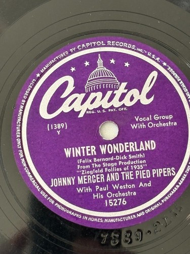 Johnny Mercer, Pied Pipers – 78 rpm Capitol 15276: Winter Wonderland/If I Knew - Picture 2 of 4