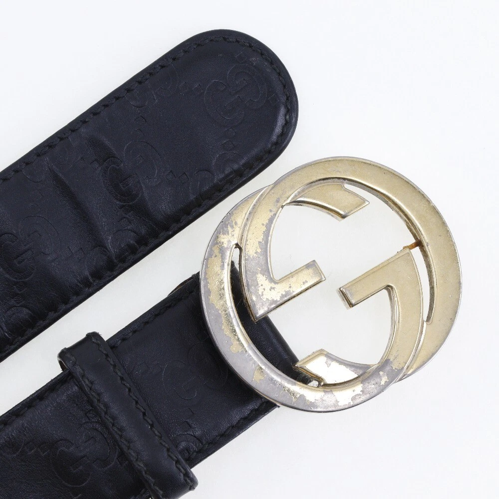GUCCI 114876 GG Interlocking belt black Sima leather mens