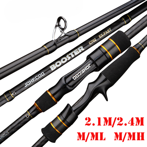Fast Fishing Rod 2.1m Carbon Rod 2 Tips Spinning Rod Casting Light Jigging Rod