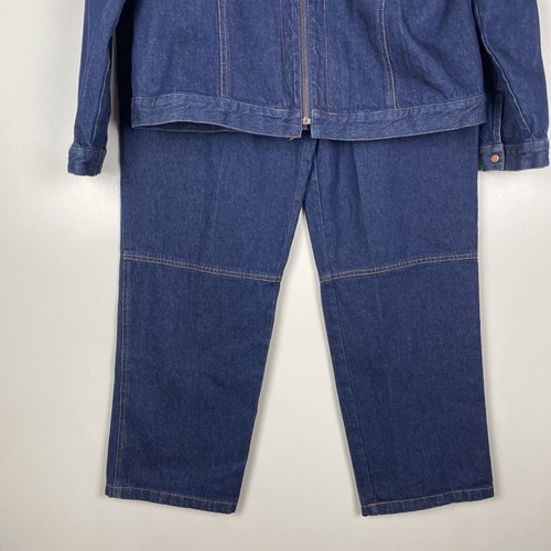 Vintage 2 Piece Denim And Leather Pant Suit - Picture 5 of 12