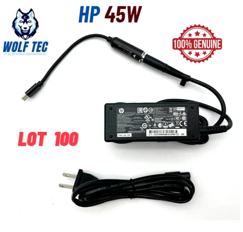 Lot 100 45W 19.5V 2.31A USB-C Type-C Adapter Charger For HP Chromebook 11 13 14