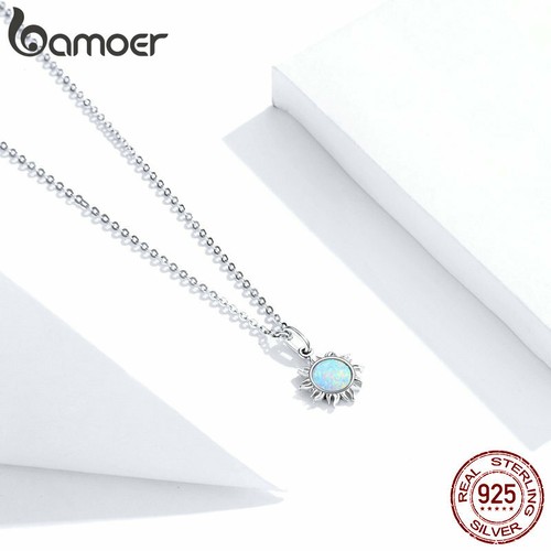 Voroco Fine Women Neckace The sun opal Charm Chain 100% Sterling silver Jewelry - Picture 11 of 11