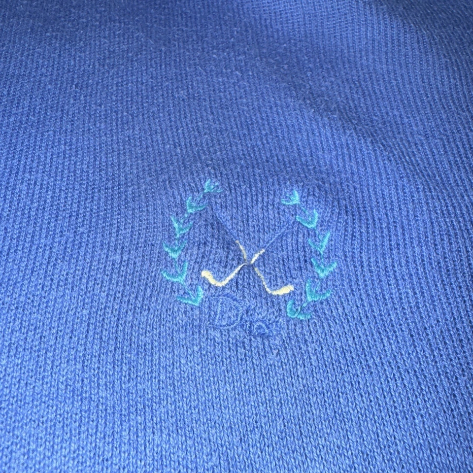 Suéter de Golf Christian Dior Vintage L Azul Algodón Suéter Hecho en EE. UU. MANCHA Foto 3 de 4